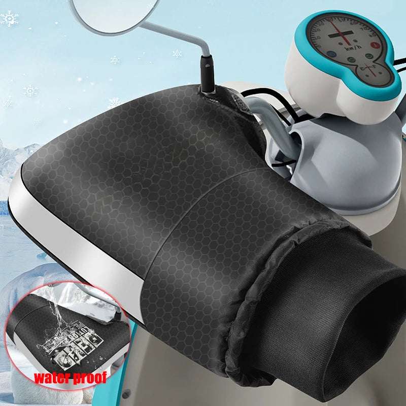   Electric Motorcycle Handlebar Cover - Winter Warm Waterproof