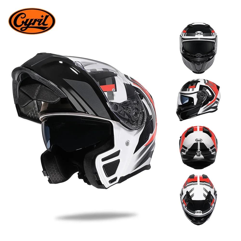   Motorcycle Helmet Dual Visor Modular Flip-Up Full Face Helmet