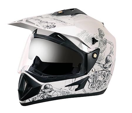   Vega Off Road D/V Sketch White Silver Helmet-M