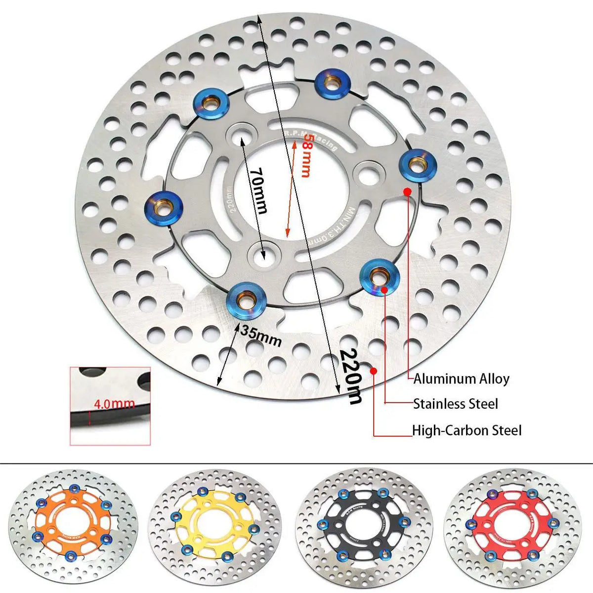 high carbon steel motorcycle brake rotor 220mm