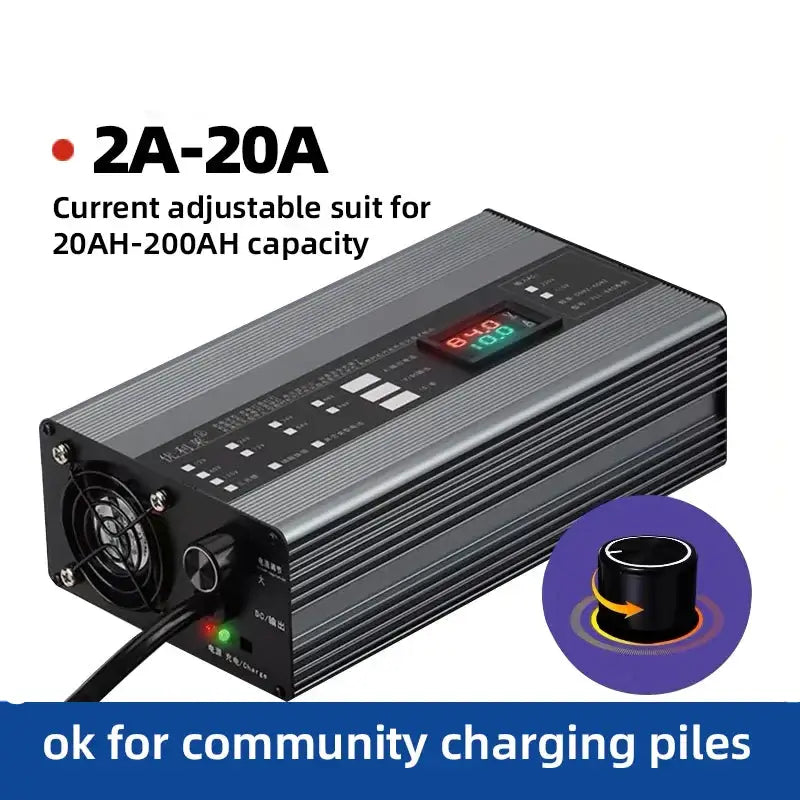 20A Adjustable Fast Smart Charger 36V-84V for Li-ion & LiFePO4 (10S to 24S) current adjustable suit