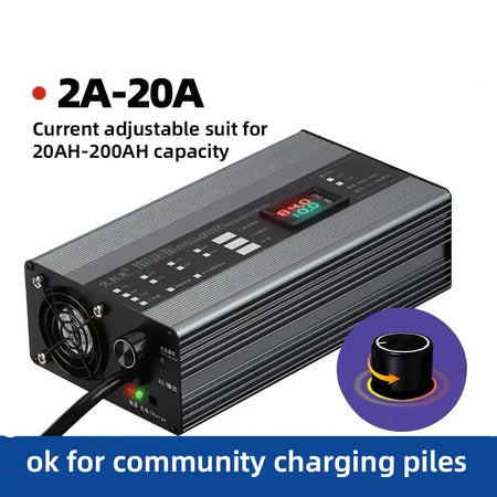 20A Adjustable Fast Smart Charger 36V-84V for Li-ion & LiFePO4 (10S to 24S) current adjustable suit