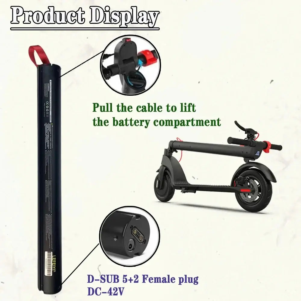 HX-X7 36V 5.2Ah Electric Scooter Replacement Battery 5200mAh Li-ion with Built-in BMS product display with battery compartment.