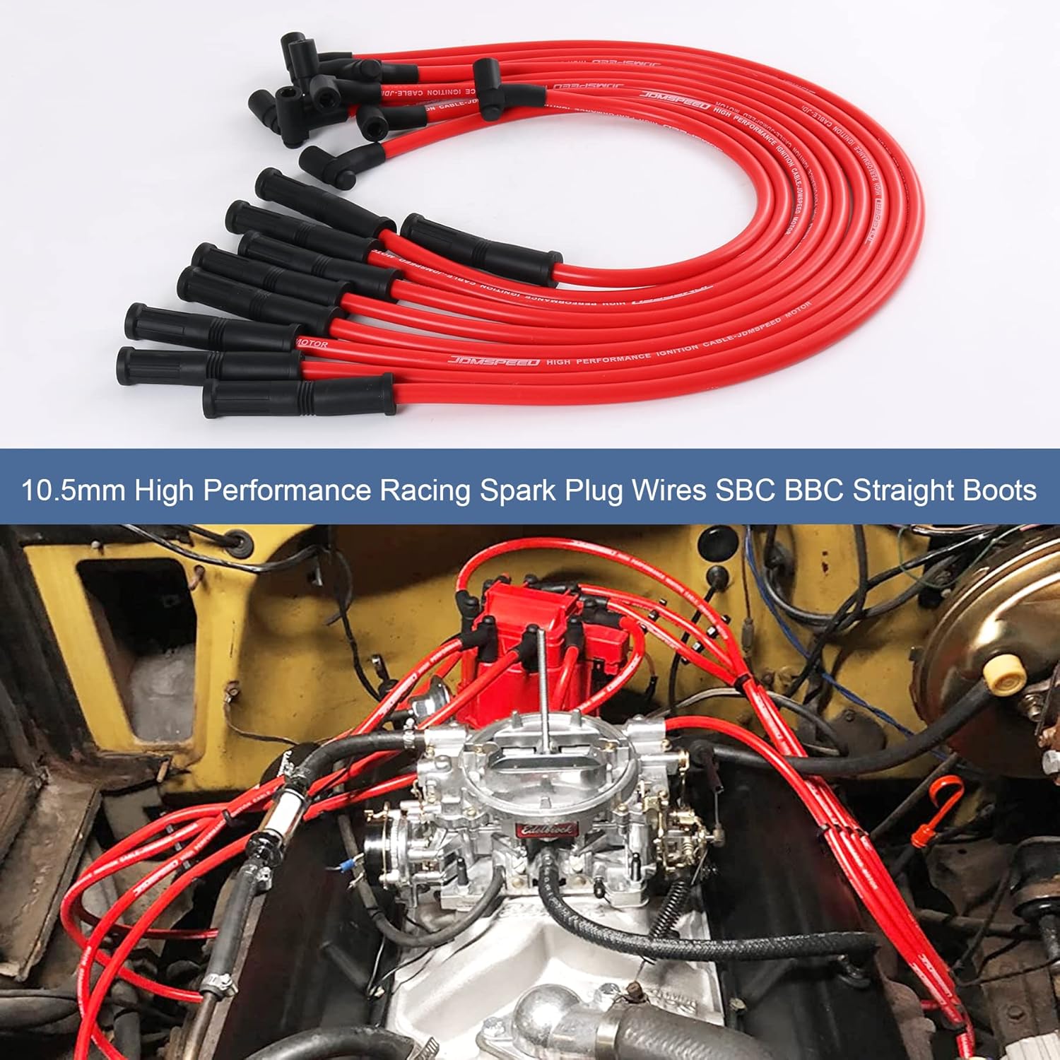   JDMSPEED New HEI Spark Plug Wires Set for SBC BBC 350 383 400 454 V8