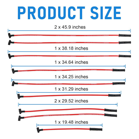   JDMSPEED New HEI Spark Plug Wires Set for SBC BBC 350 383 400 454 V8