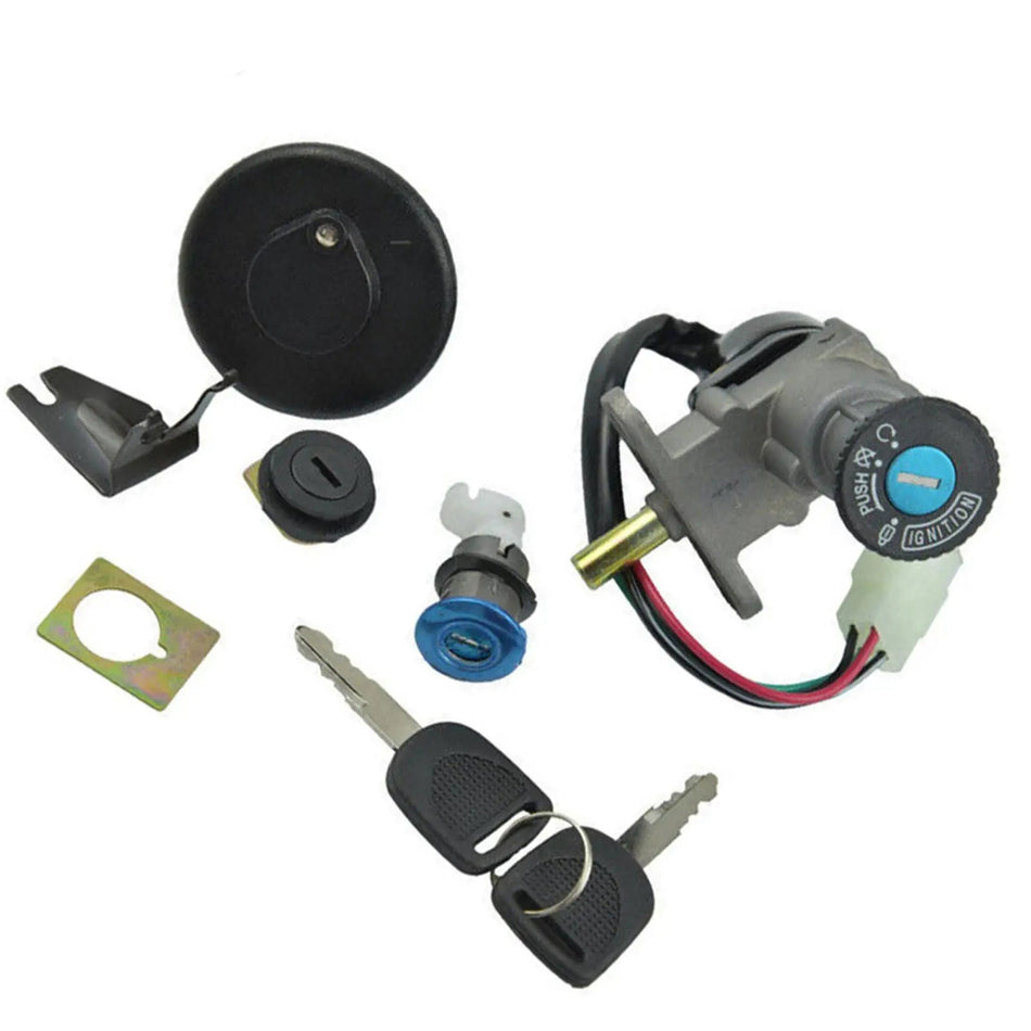   Universal Motorcycle Fuel Gas Cap Ignition Switch Lock Key Set