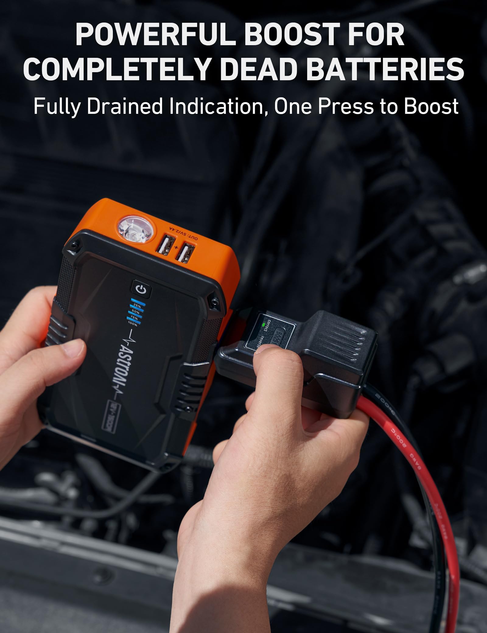 jump starter with automatic voltage detection feature