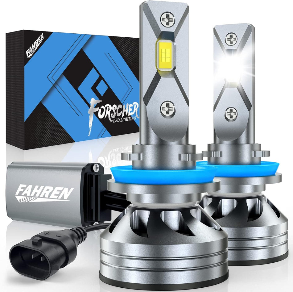   FAHREN H11/H9/H8 Light Bulb - 46000LM Super Bright, 6500K Cool White Fog Light Bulbs, CANbus Ready, Pack of 2