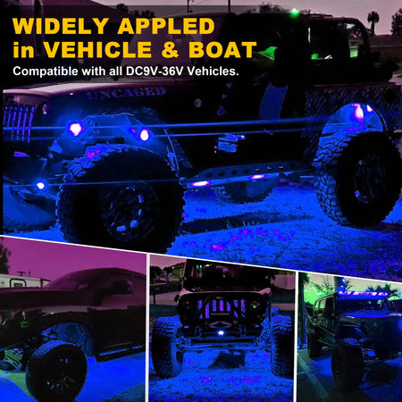   Nicoko 4Pods Pure White 72W High Power Rock Lights - Super Bright LED Underglow for Offroad Vehicles