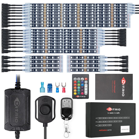   DITRIO 12pcs Underglow RGB LED Strip Light Kit for Motorcycles, Golf Carts, and ATVs