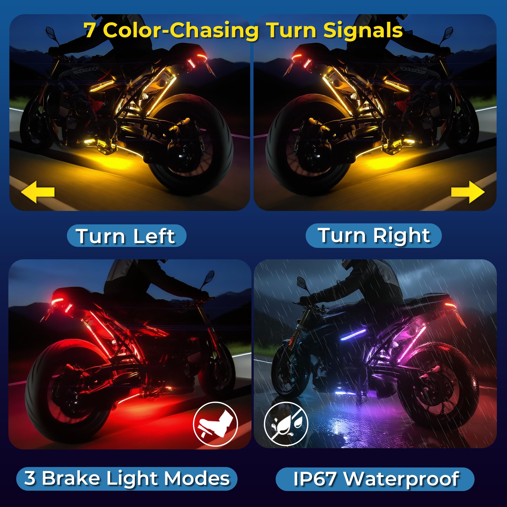   DITRIO 12pcs Underglow RGB LED Strip Light Kit for Motorcycles, Golf Carts, and ATVs