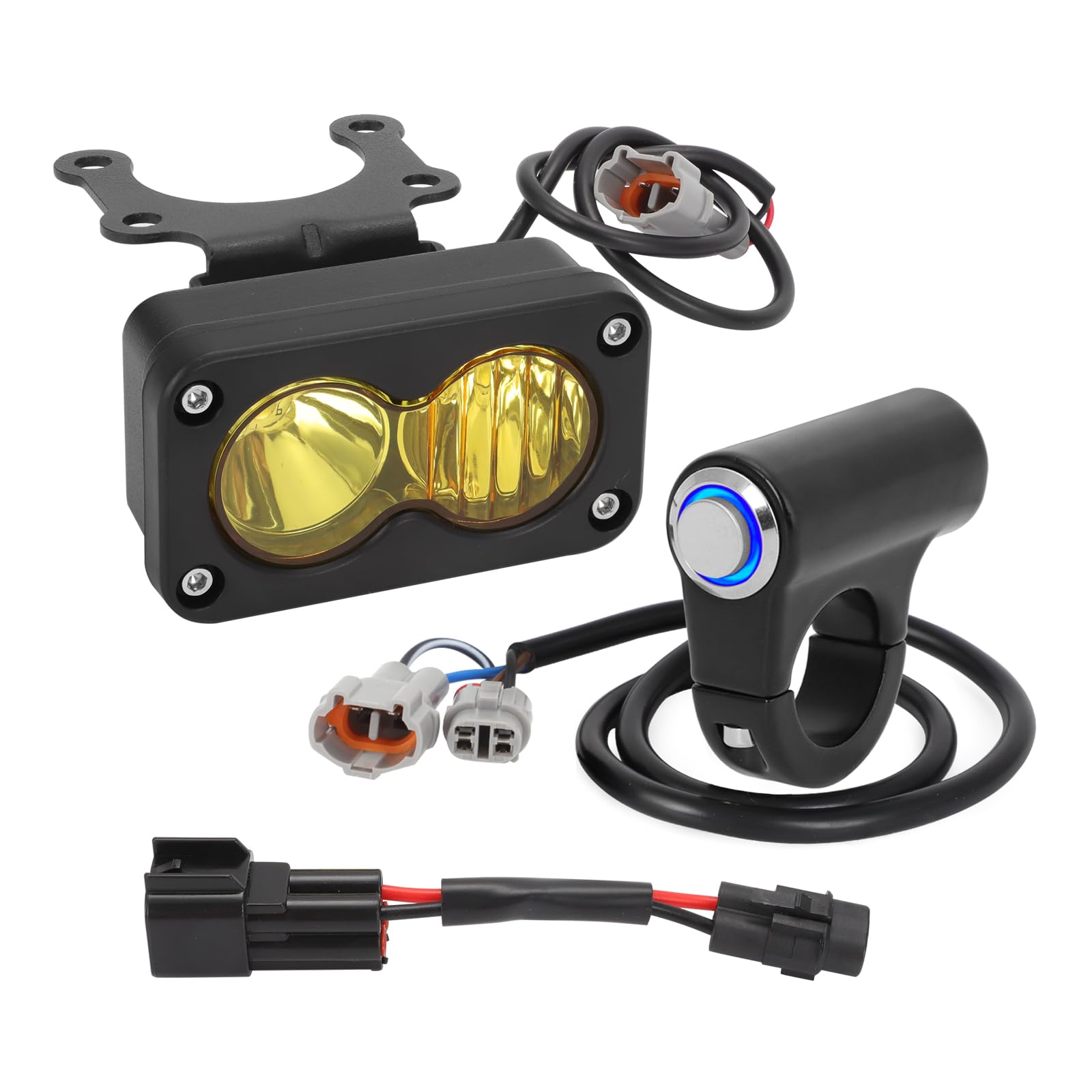   Dirtbike Headlight Kit for Sur-Ron Segway X260 & Talaria Sting R MX4 - LED Yellow Light Bar with Blue Switch