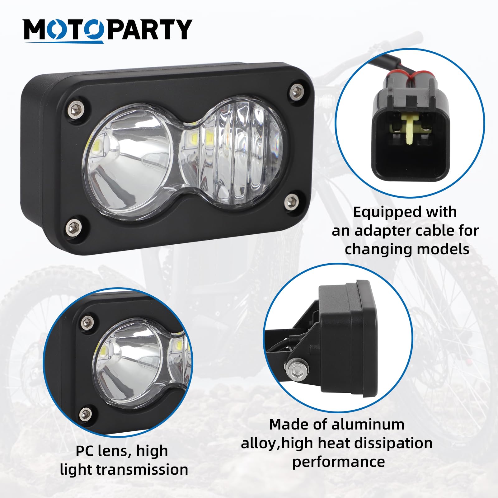   Dirtbike Headlight Kit for Sur-Ron Segway X260 & Talaria Sting R MX4 - LED Yellow Light Bar with Blue Switch