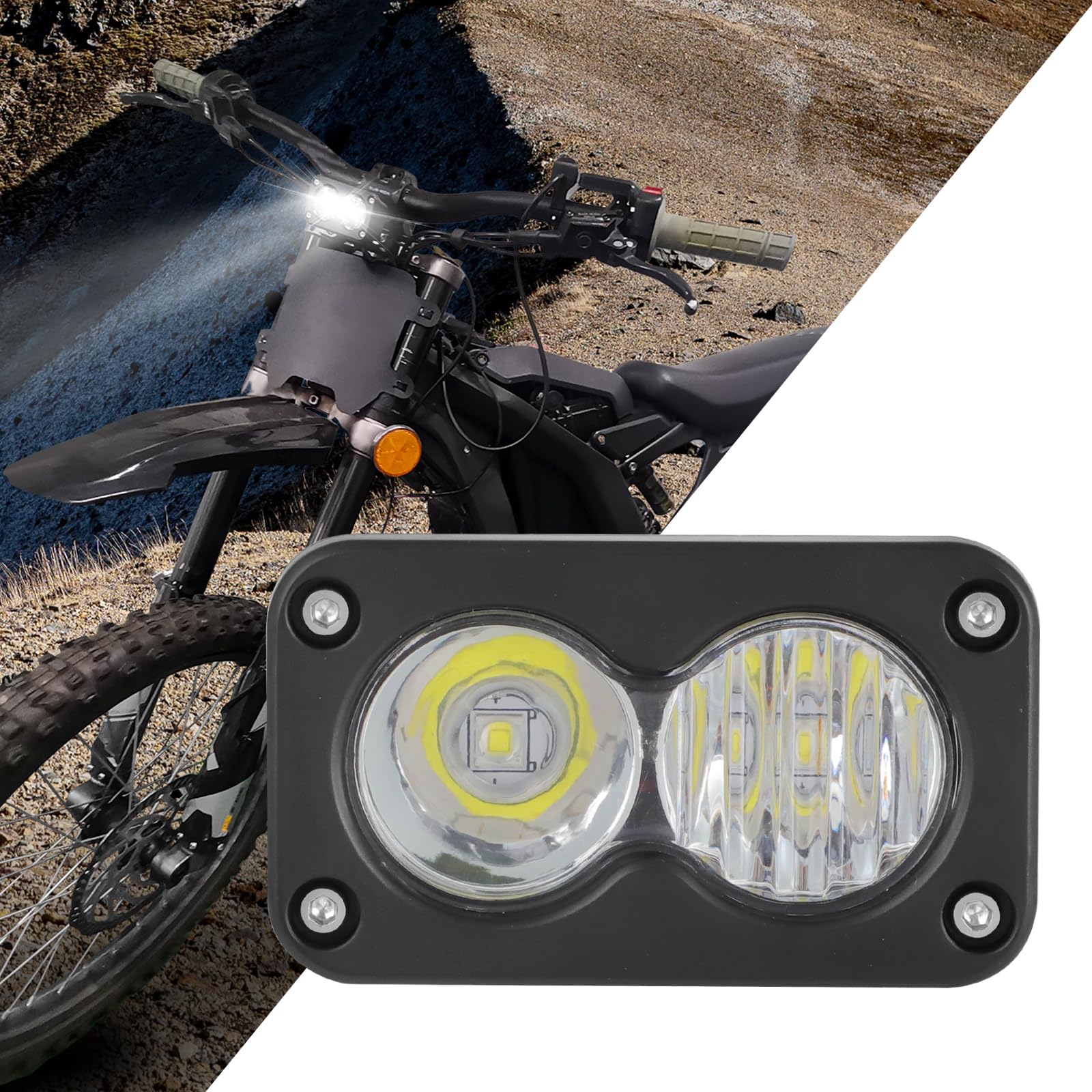   Dirtbike Headlight Kit for Sur-Ron Segway X260 & Talaria Sting R MX4 - LED Yellow Light Bar with Blue Switch