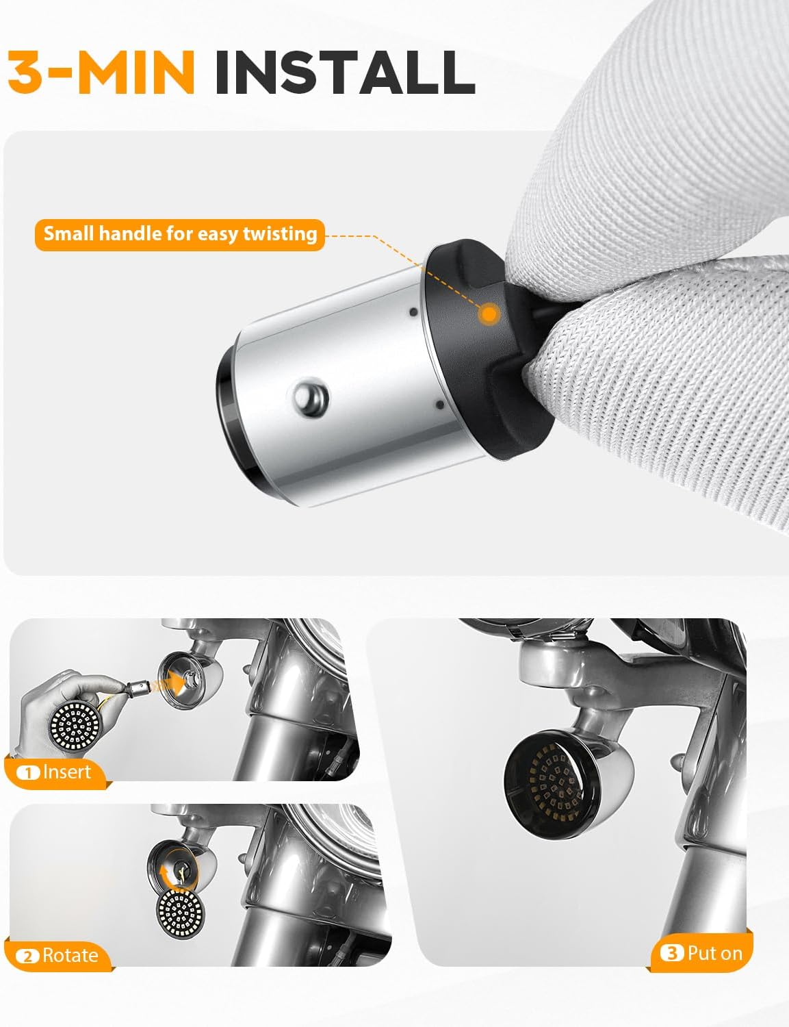   PBYMT 1157 Front Rear LED Turn Signals - Compatible with Harley Dyna, Softail, Touring - 2 Inch Smoke Lens Cover