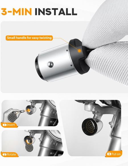   PBYMT 1157 Front Rear LED Turn Signals - Compatible with Harley Dyna, Softail, Touring - 2 Inch Smoke Lens Cover