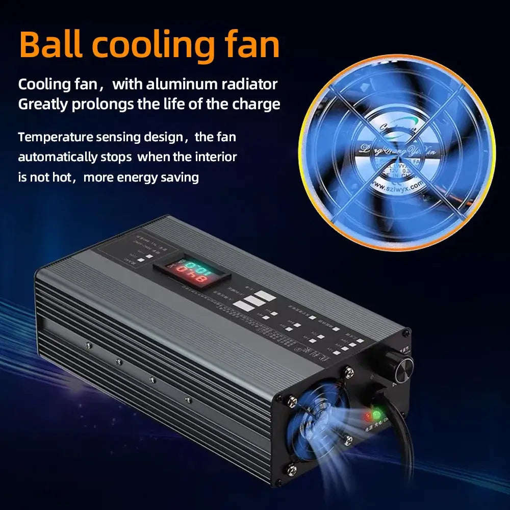 Ball cooling fan with aluminum radiator for prolonged charge life, featuring temperature sensing design for energy saving.