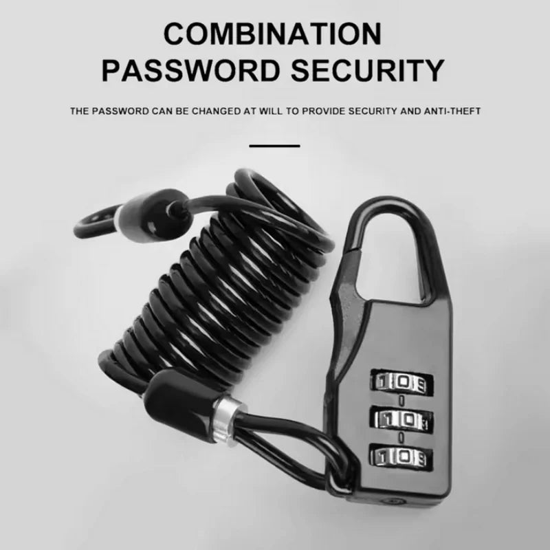   Multifunctional Helmet Lock - Portable Password Cable Lock