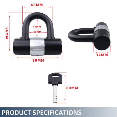   Anti-theft Bike U Lock With 2 Keys