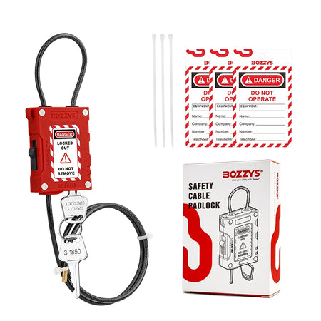   BOZZYS Industrial Adjustable Cable Lockout Padlock