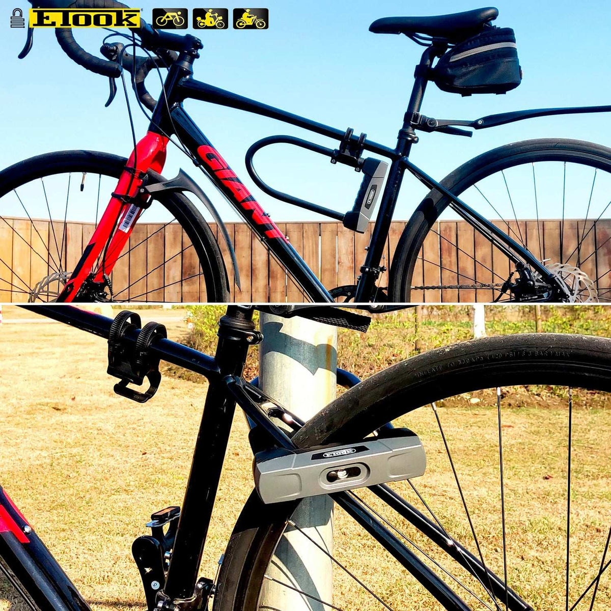   ETOOK Heavy Duty U Lock for Bicycle and Motorcycle