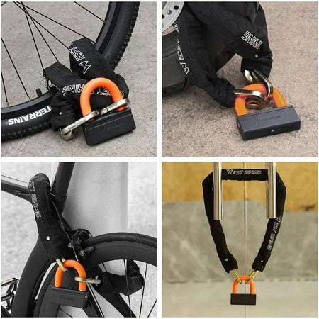   WEST BIKING Heavy Duty 4KG Chain Lock 2-in-1 U Lock