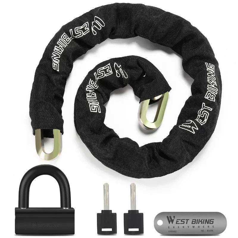   WEST BIKING Heavy Duty 4KG Chain Lock 2-in-1 U Lock