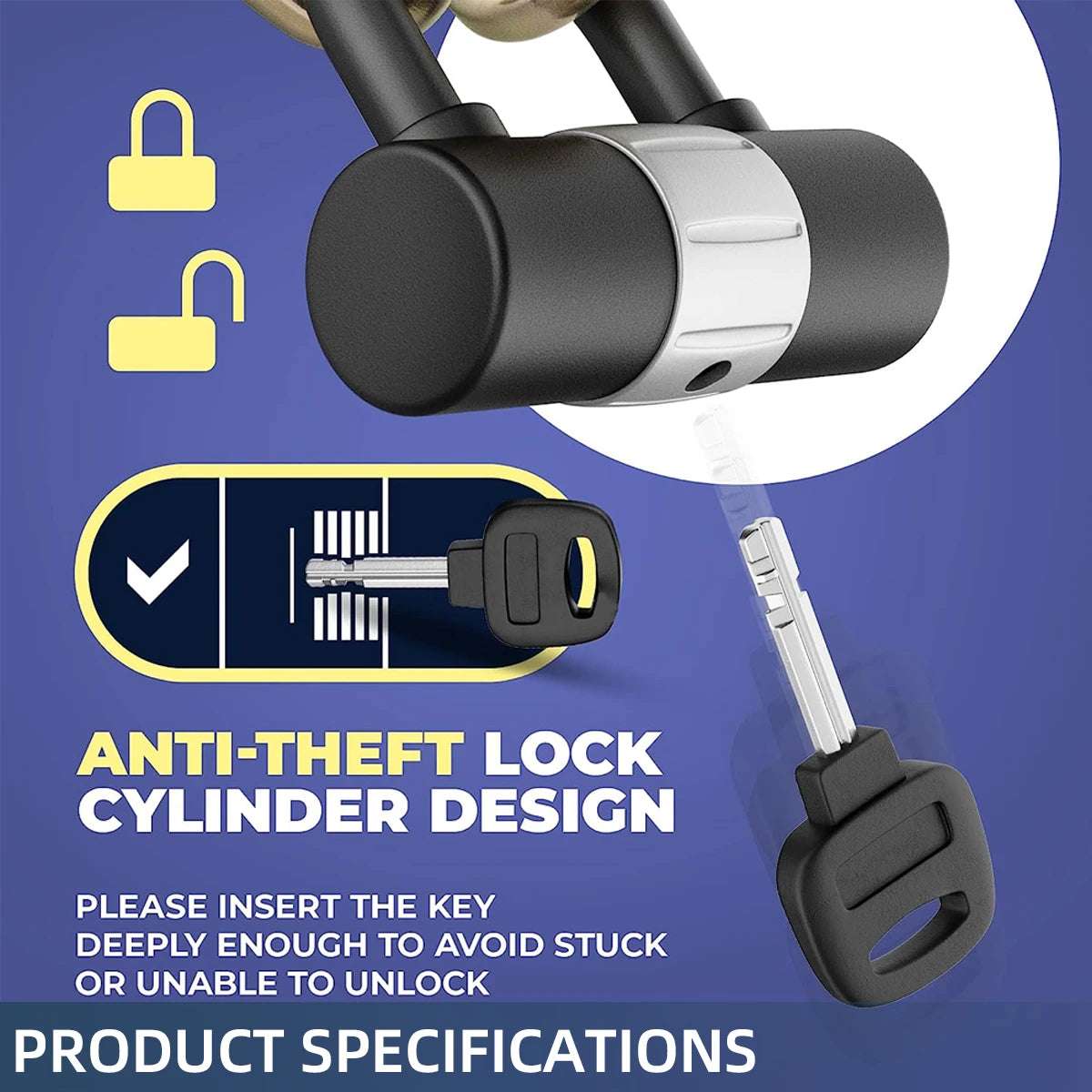   Anti-theft Bike U Lock With 2 Keys