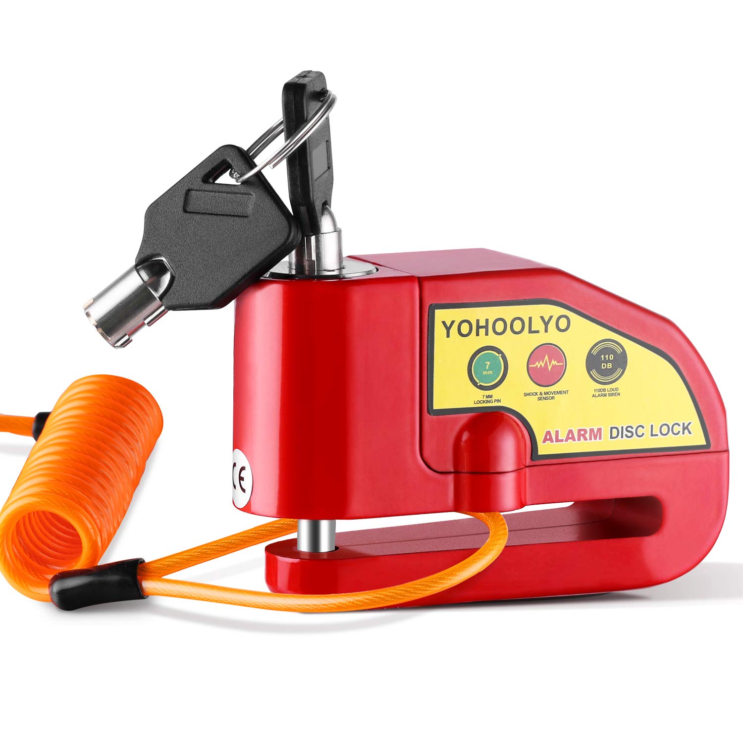   YOHOOLYO Alarm Disc Lock - Motorcycle Disc Brake Lock with Anti-Theft Alert