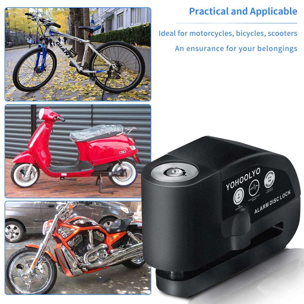   YOHOOLYO Alarm Disc Lock - Motorcycle Disc Brake Lock with Anti-Theft Alert