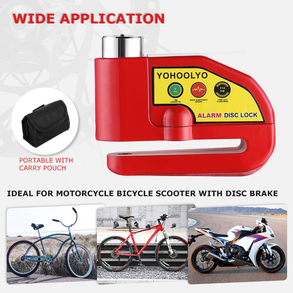   YOHOOLYO Alarm Disc Lock - Motorcycle Disc Brake Lock with Anti-Theft Alert