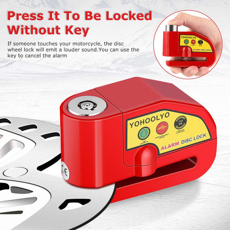   YOHOOLYO Alarm Disc Lock - Motorcycle Disc Brake Lock with Anti-Theft Alert
