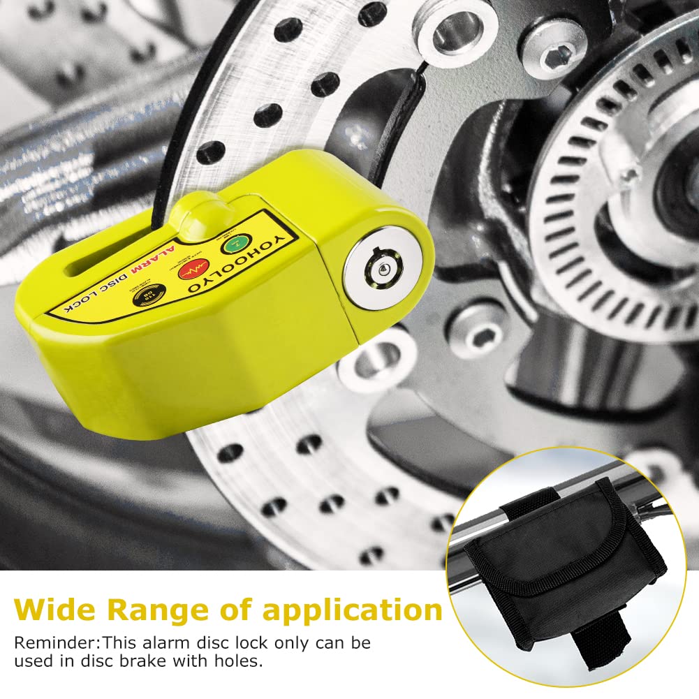   YOHOOLYO Alarm Disc Lock - Motorcycle Disc Brake Lock with Anti-Theft Alert