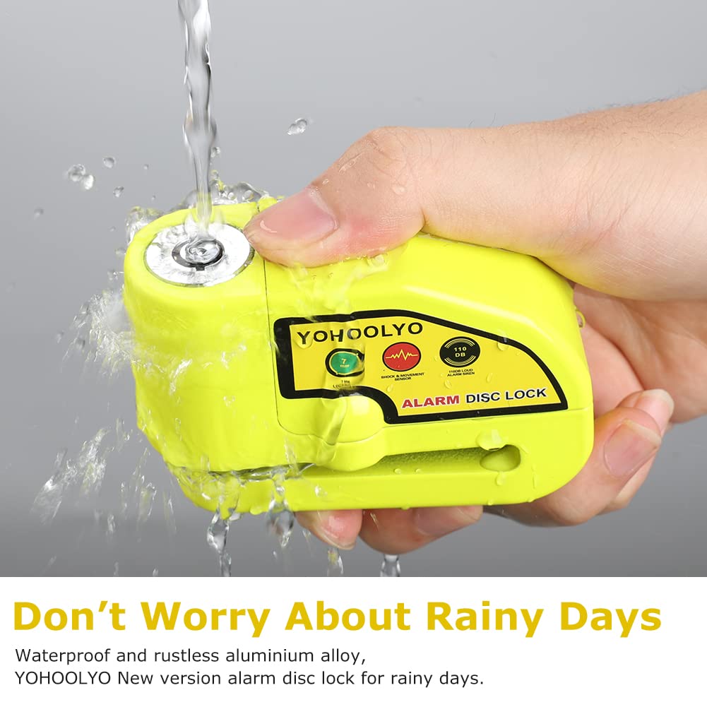   YOHOOLYO Alarm Disc Lock - Motorcycle Disc Brake Lock with Anti-Theft Alert