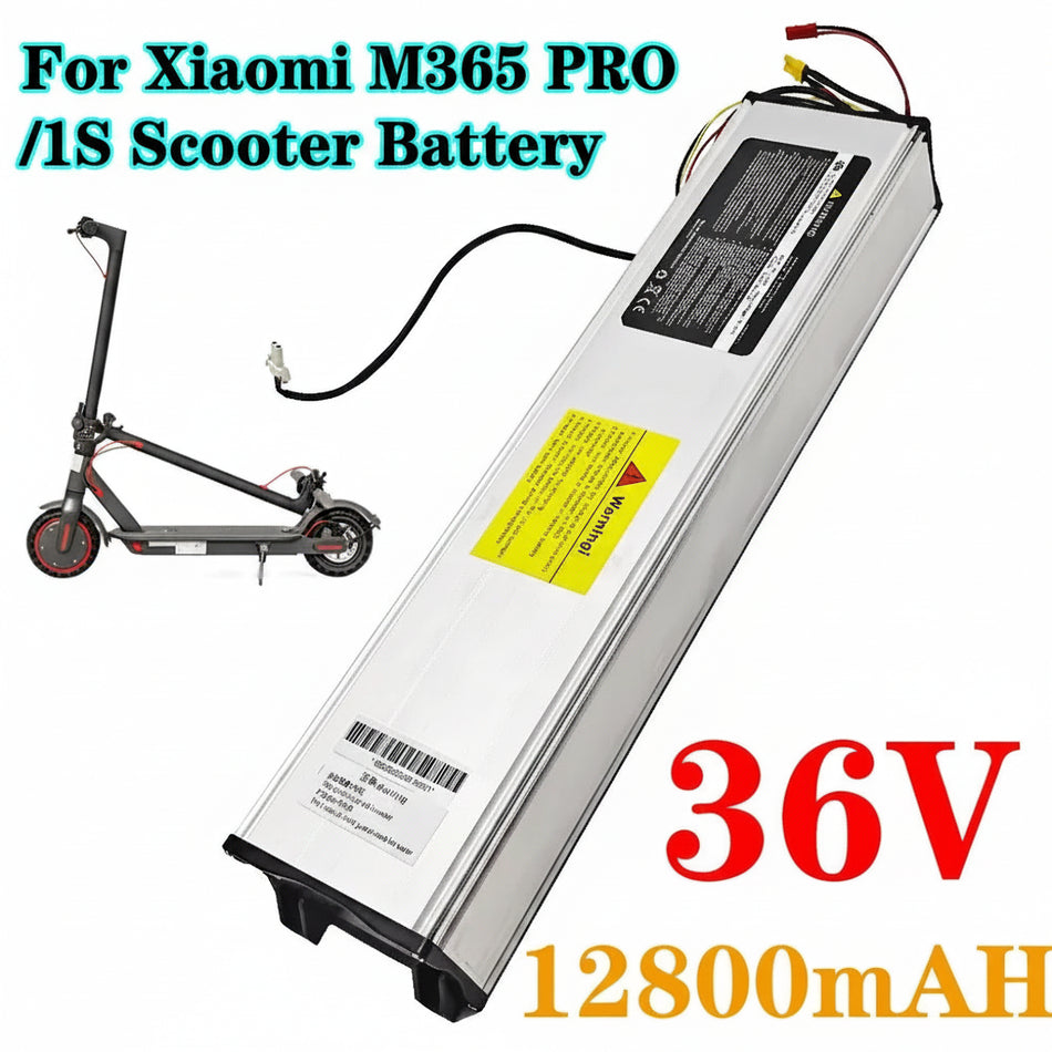 36V 12800mAh High-Capacity Battery for Xiaomi M365 Pro Electric Scooter with a sleek design.