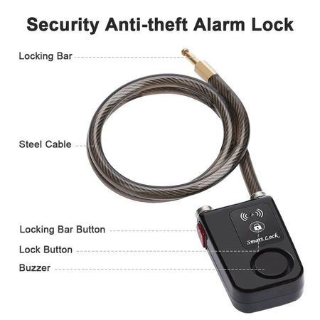 loud alarm bicycle lock 110 dB security device