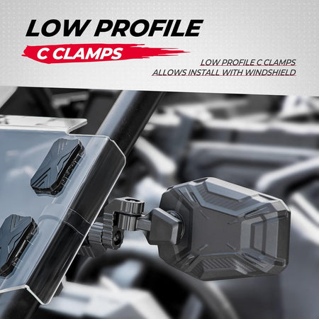   KEMIMOTO UTV Side Mirrors for 1.65-2 Inch Roll Bar - Compatible with Polaris RZR, Can-Am Maverick X3, and More