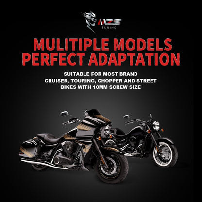   MZS Black Motorcycle Mirrors 10MM - Heavy Duty Aluminum Universal Rear View Side Mirror