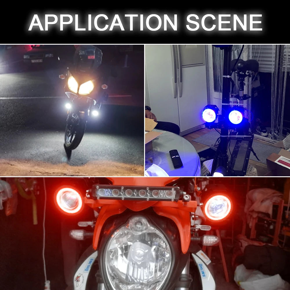 motorcycle U7 LED spotlight installed