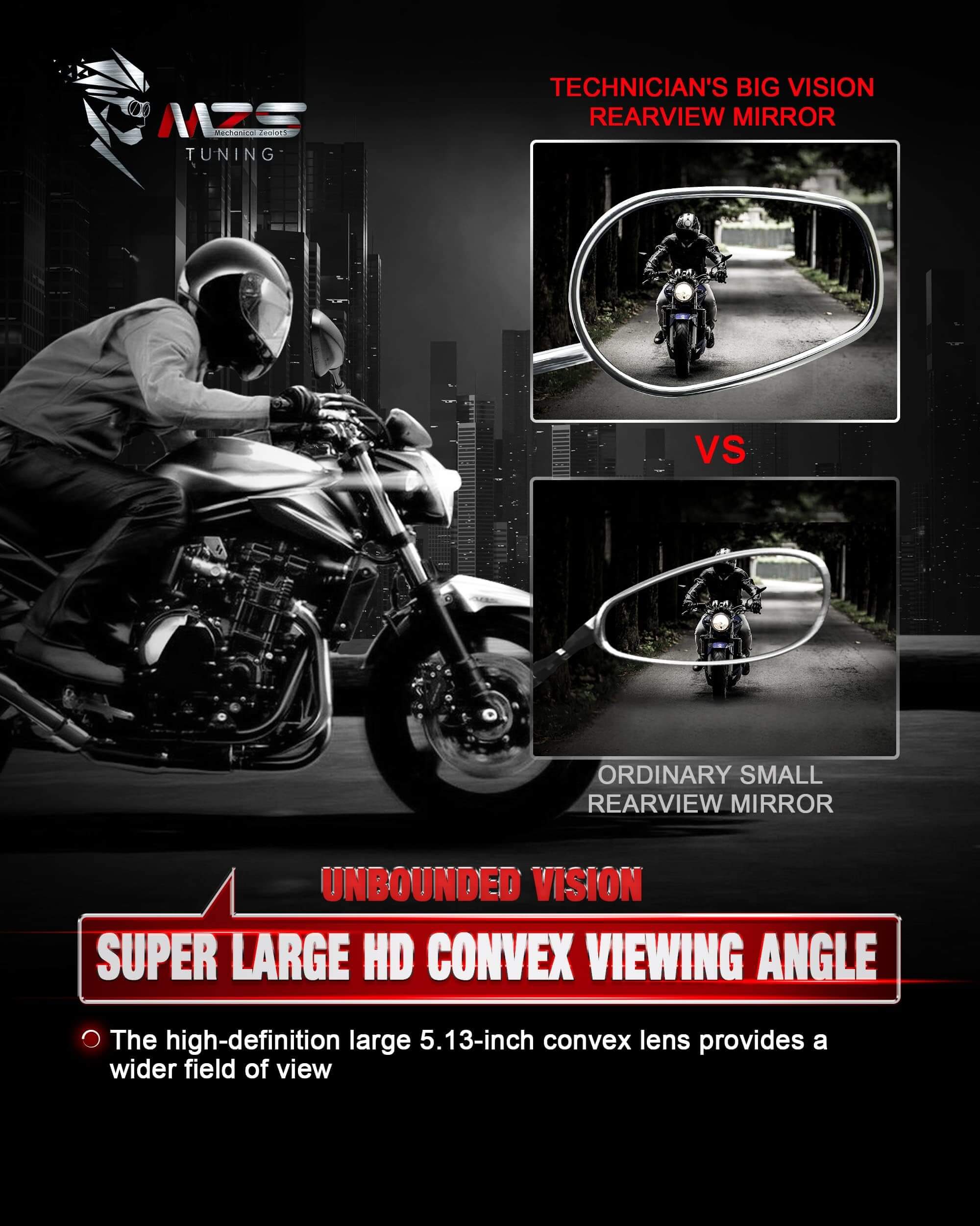 motorcycle mirrors with aluminum alloy stem