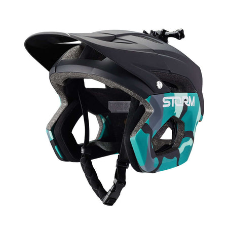Mountain bike helmet with lightweight design and breathable ventilation for optimal cycling performance.