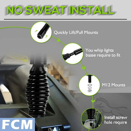 off road utv whip light spring mount