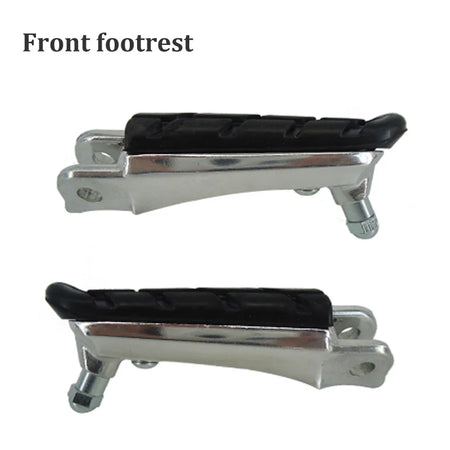   Motorcycle Front Foot Pegs Footrests - Black Aluminum Rubber