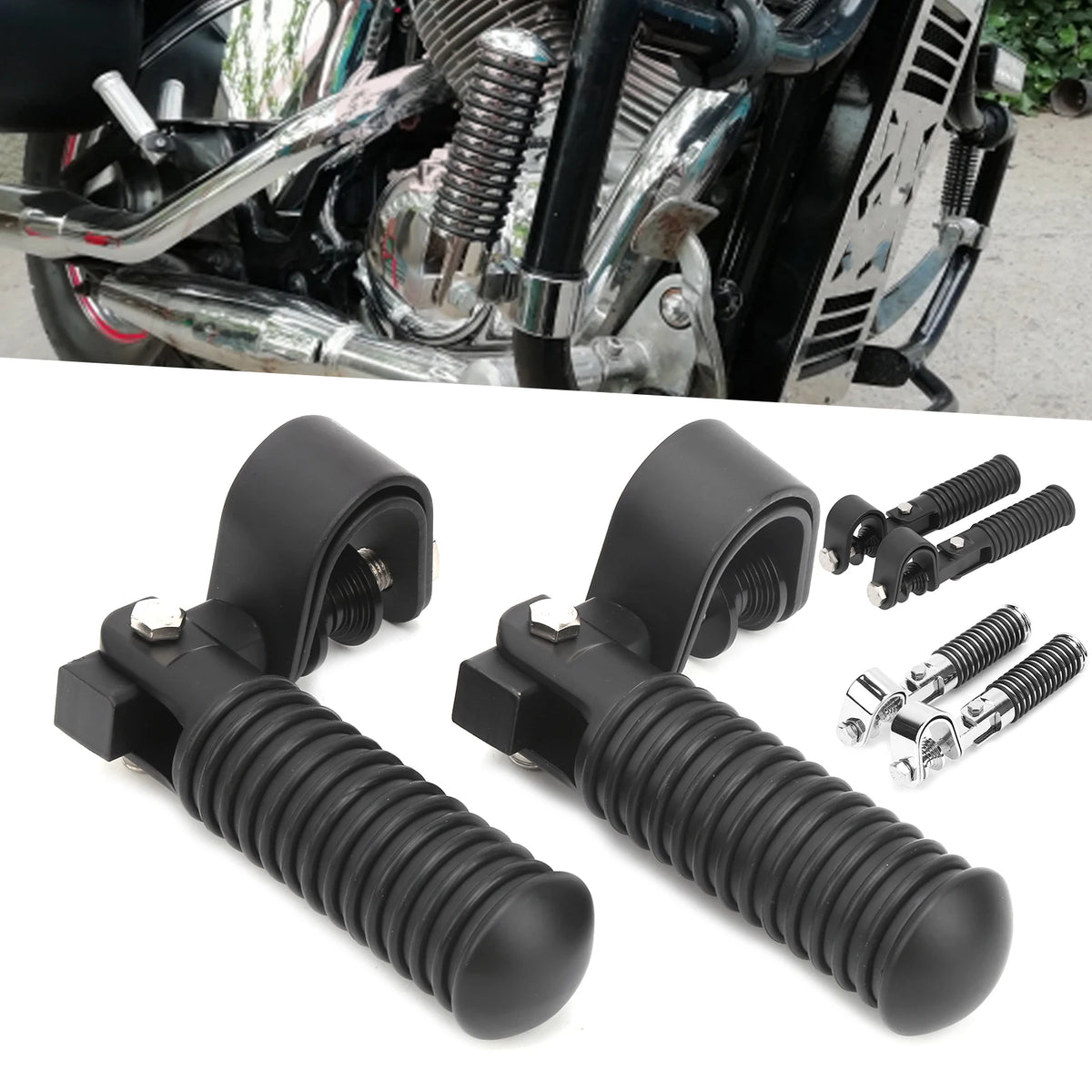   Engine Guard Footpegs - Motorcycle Foot Rest for 1in Engine Crash Bar