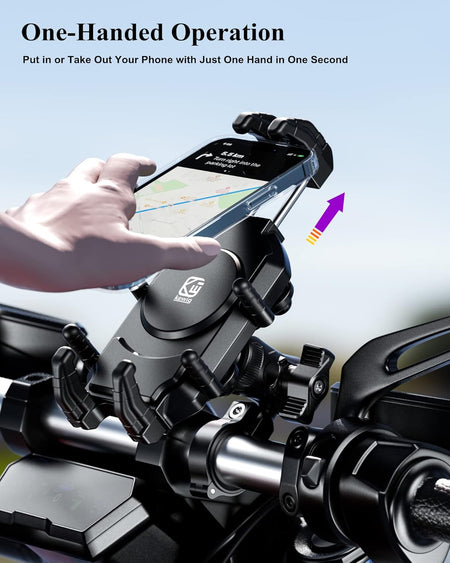   BRCOVAN Motorcycle Phone Mount Holder with Vibration Dampener & Secure Lock
