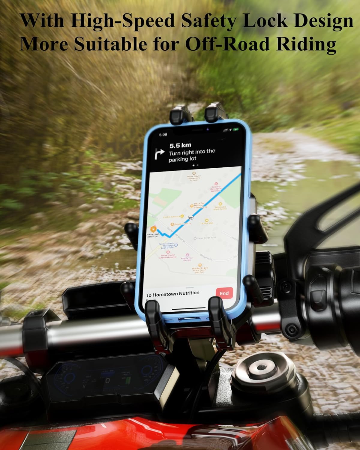   BRCOVAN Motorcycle Phone Mount Holder with Vibration Dampener & Secure Lock