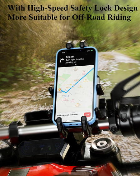   BRCOVAN Motorcycle Phone Mount Holder with Vibration Dampener & Secure Lock