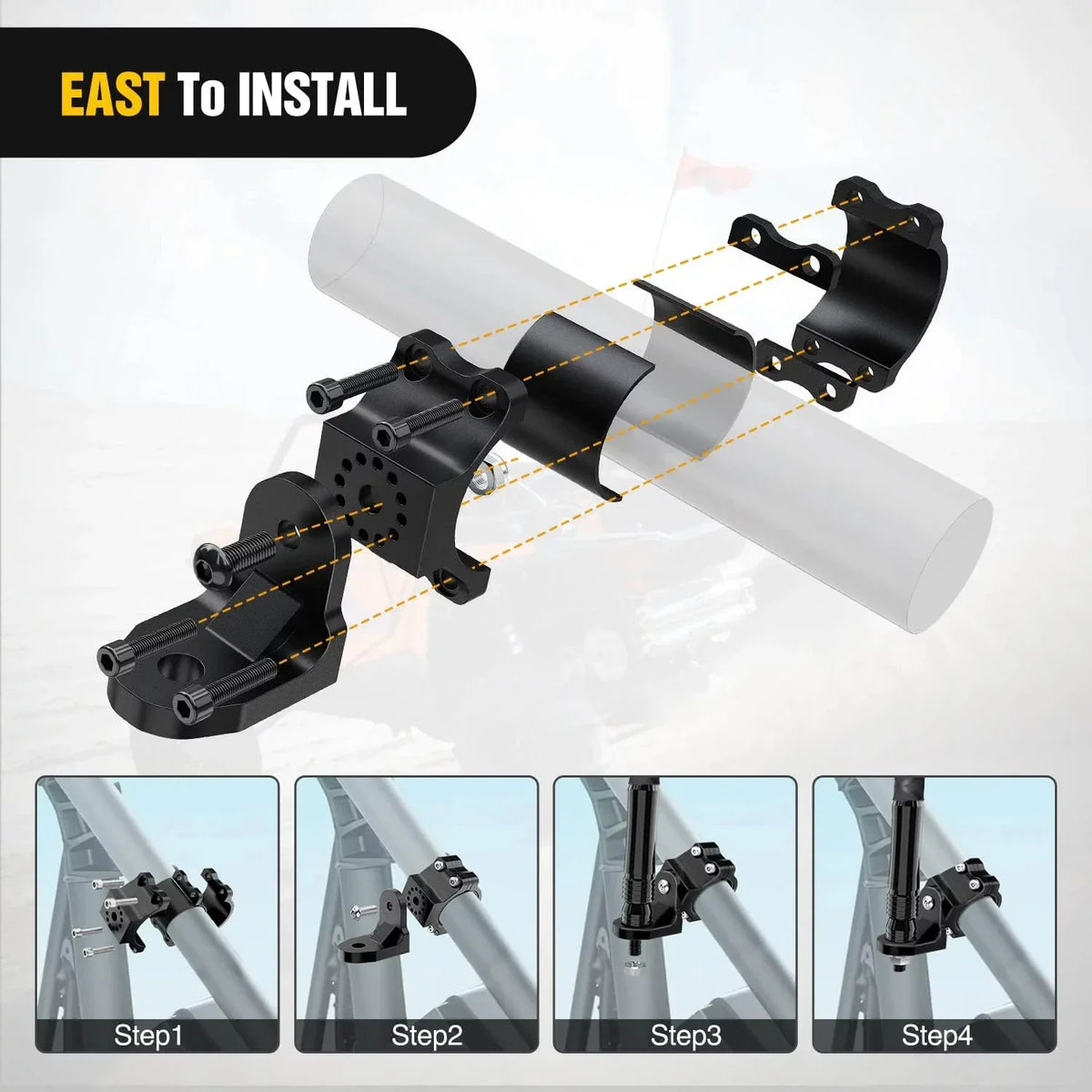 polaris rzr whip mount bracket