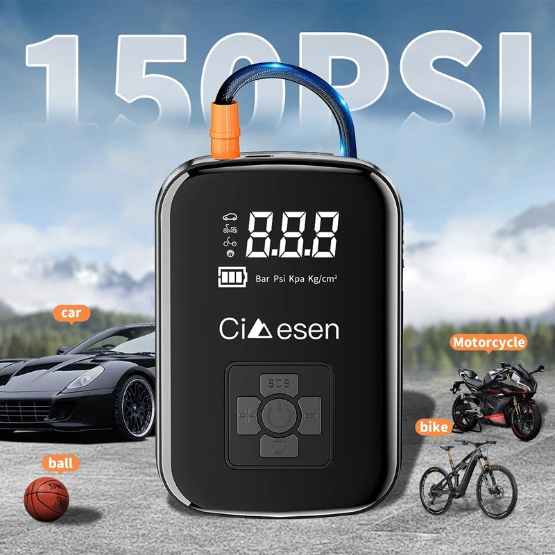 Portable Tire Inflator Cordless Air Compressor 150 PSI USB Rechargeable Air Pump for Car Motorcycle Bike Ball Sports