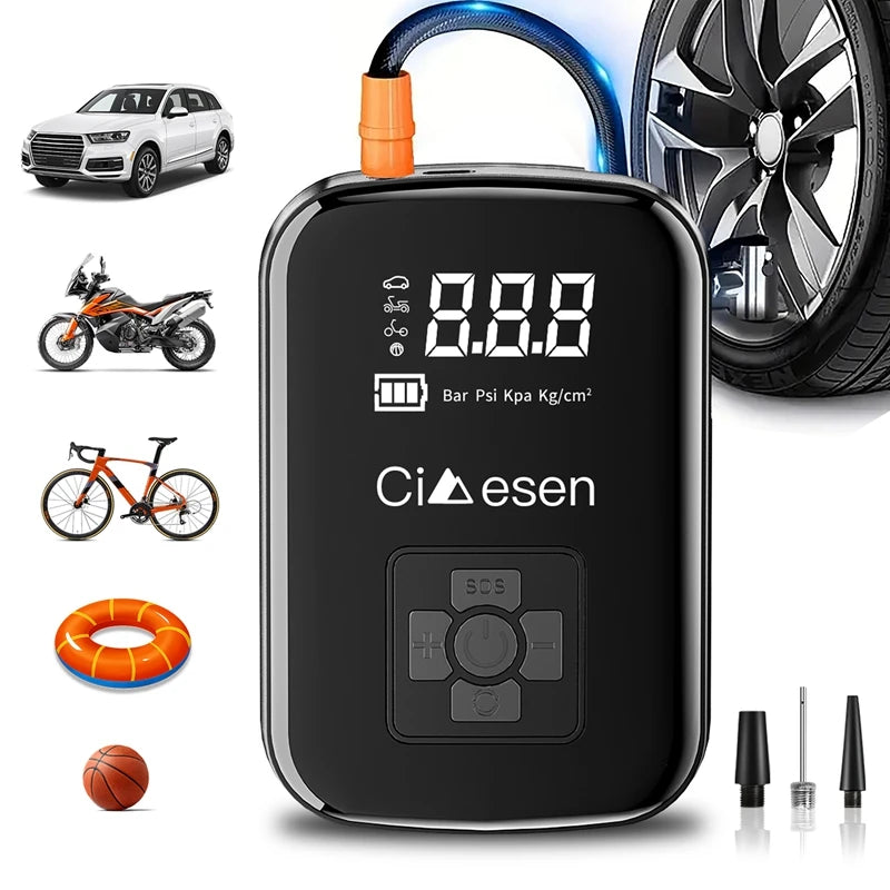 Portable Tire Inflator Cordless Air Compressor 150 PSI USB Rechargeable Air Pump for Car Motorcycle Bike Ball Sports